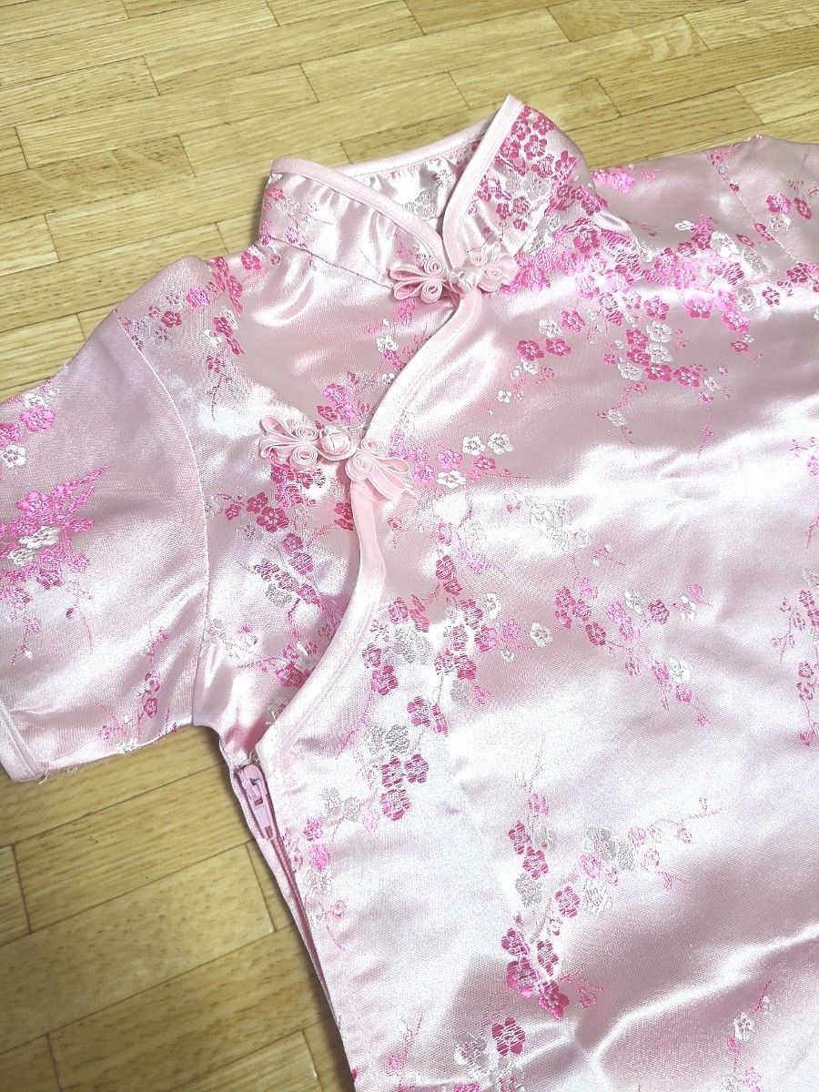 ピンク チャイナドレス 100 キッズ ハロウィン 仮装 オマケ付き