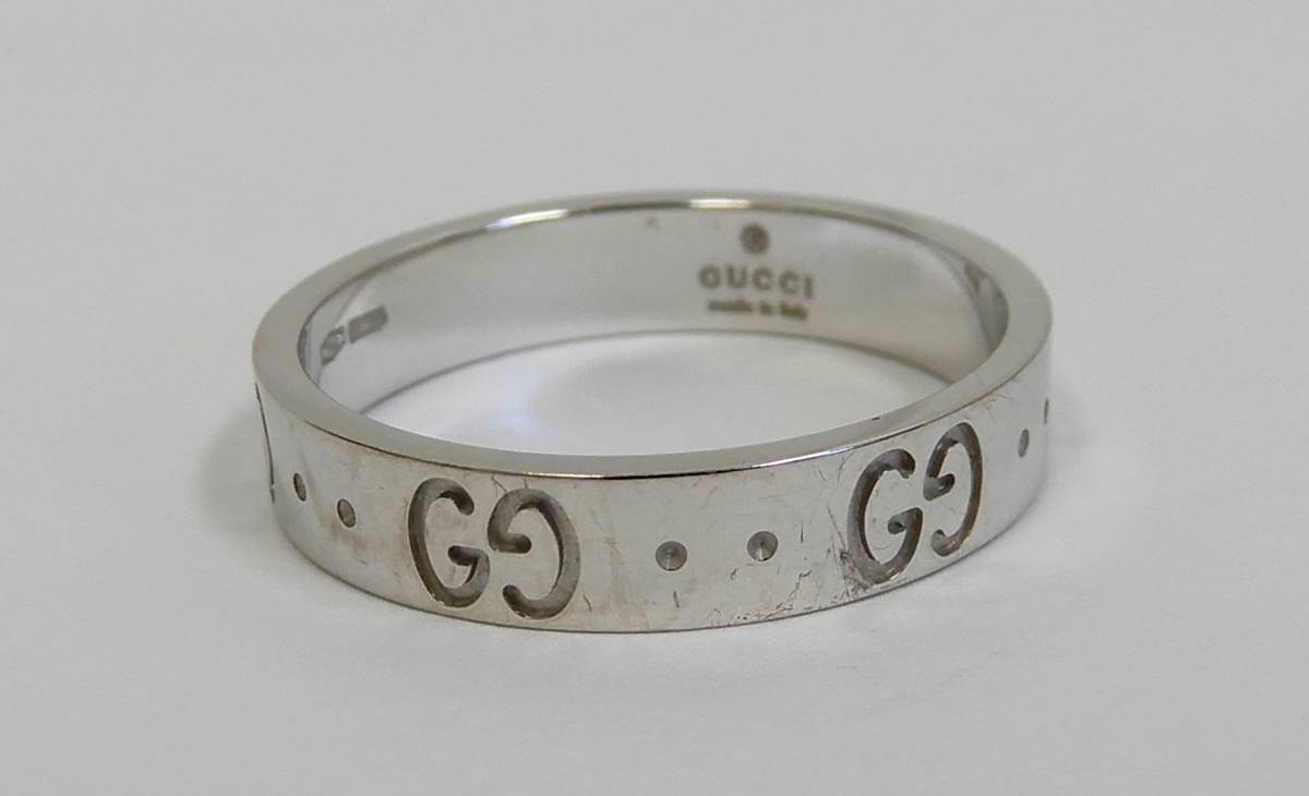 M423/GUCCI グッチ K18WG ホワイトゴールド リング/約4.06g/アイコンリング ICON GGロゴ /レディース アクセサリー 指環 指輪 金_画像4