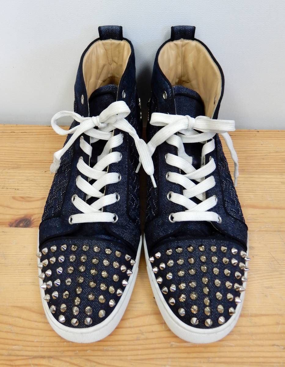 M457/クリスチャンルブタン LOU SPIKES ORLATO FLAT DENIM ハイカット スニーカー 42（約27㎝）/クリスチャンルブタン デニム メンズ