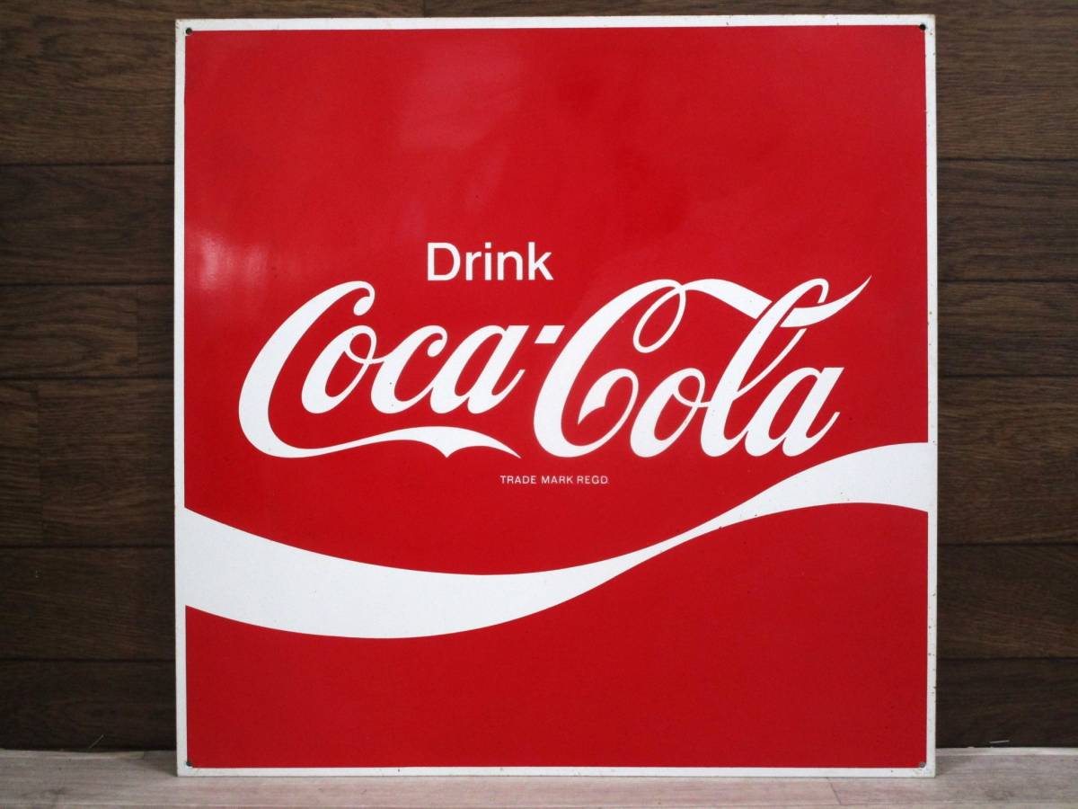 コカ・コーラ 昭和レトロ 当時物 ブリキ看板 44×44cm アメリカン雑貨