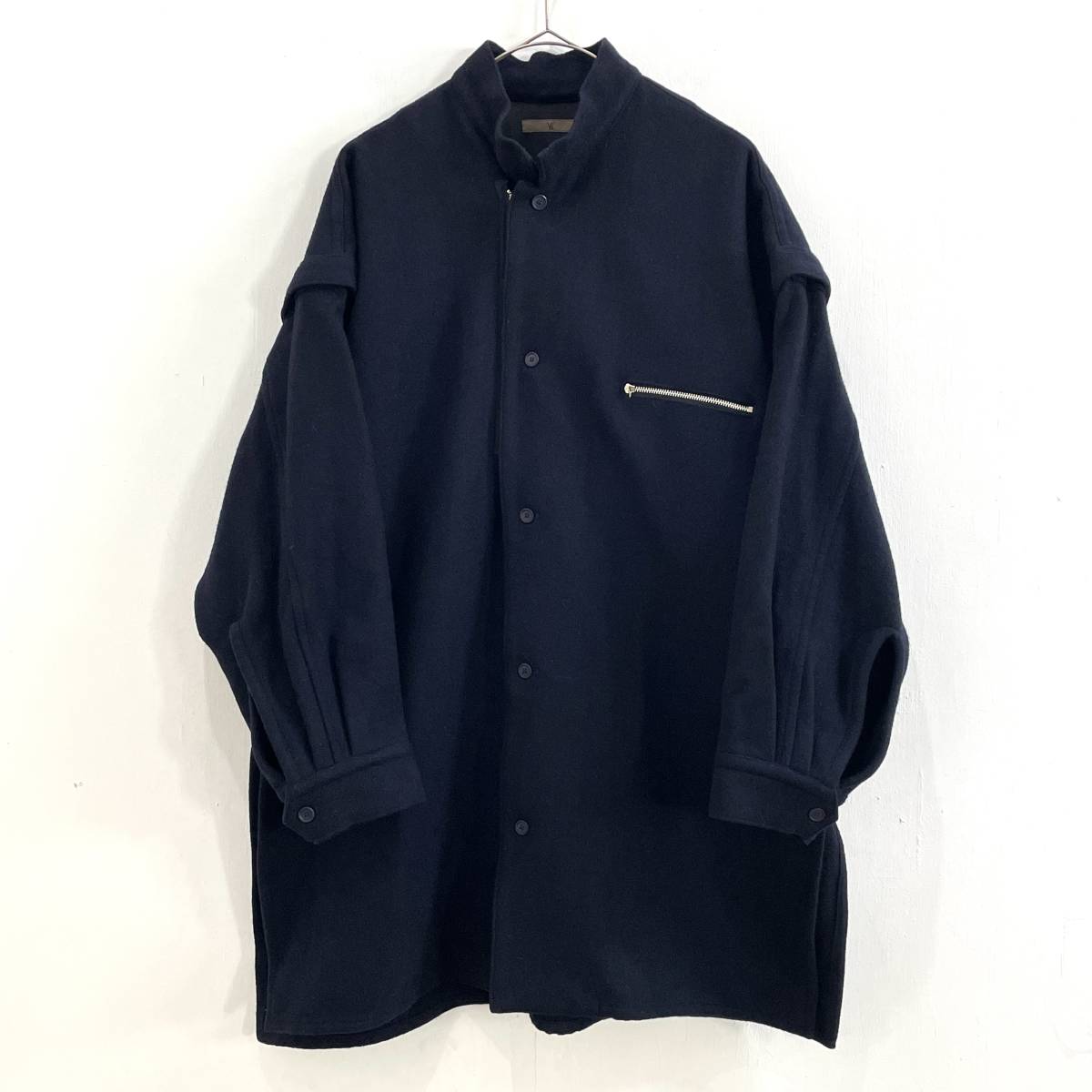 ☆Y's ワイズ Yohji Yamamoto ヨウジヤマモト 80s 初期 VINTAGE 変形オーバーサイズコート ファスナー装飾 ネイビー【送料一律/同梱可能】A_画像1