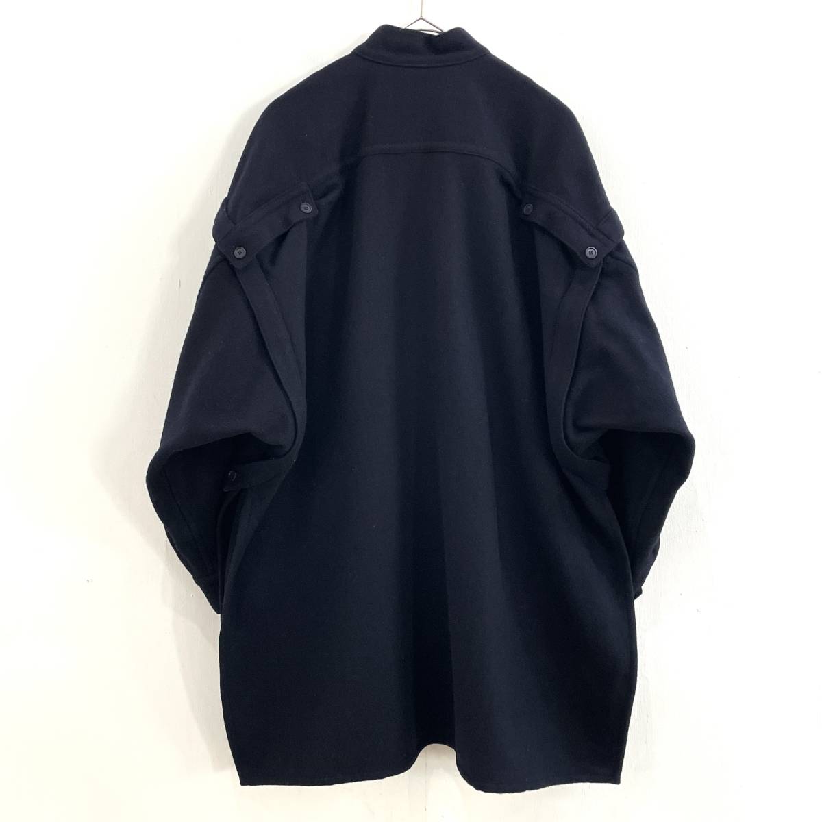 ☆Y's ワイズ Yohji Yamamoto ヨウジヤマモト 80s 初期 VINTAGE 変形オーバーサイズコート ファスナー装飾 ネイビー【送料一律/同梱可能】A_画像4