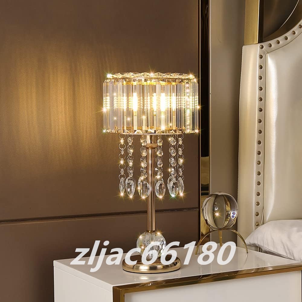 テーブルランプ クリスタル タッチスイッチ LED対応 オシャレ間接照明 ベッドルーム リビングルーム用 クリア テーブルライト 照明器具