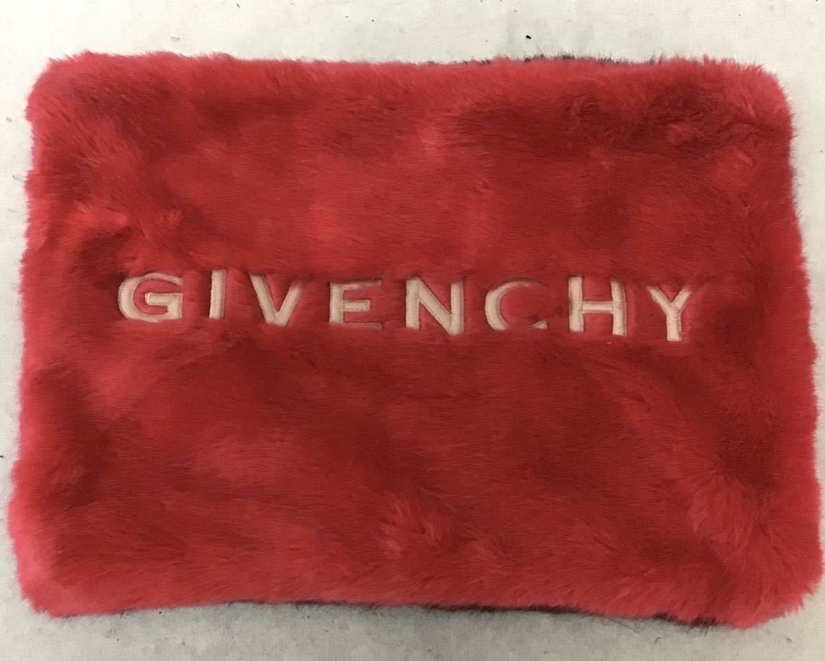 20230910【GIVENCHY】ジバンシィ ロゴ ファー クラッチ バッグ レッド