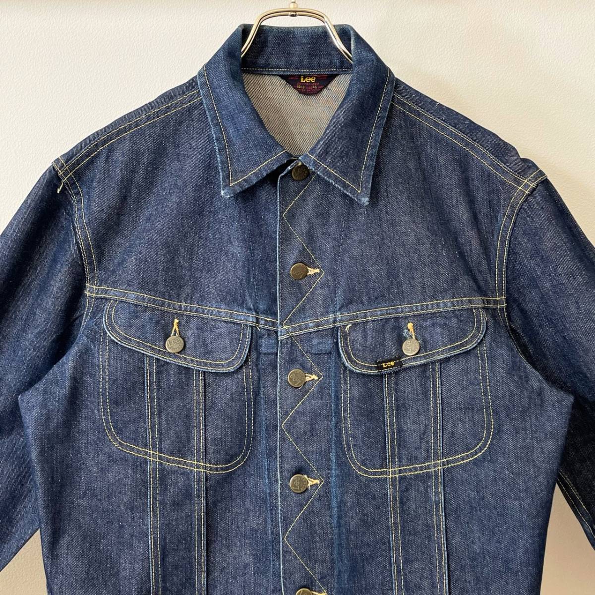 希少《 Dark Indigo / 40 Long 》50s 美品【 三角赤タグ Lee 101J ビンテージ 黒々 デニム ジャケット アメリカ製 101-J 】_画像1