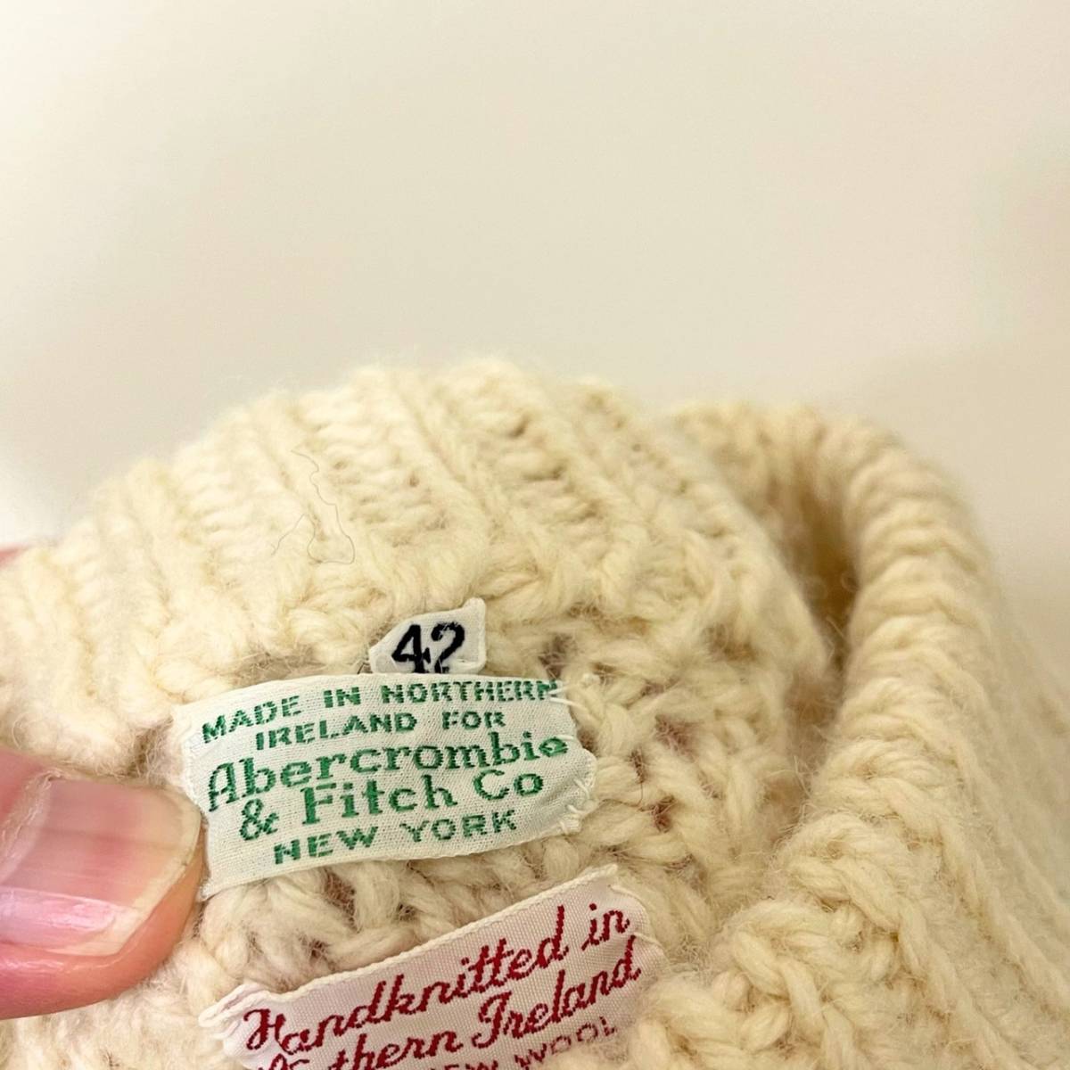  rare { Mint Condition / ABERCROMBIE&FITCH / 42 }60s70s finest quality goods [ Abercrombie & Fitch i-ll Land made hand knitted Vintage Alain sweater ]
