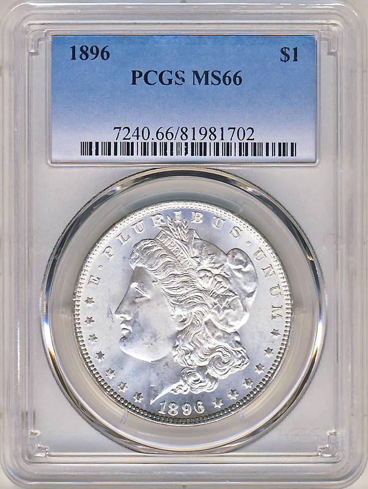 ○アメリカ 1896年 PCGS MS66 モルガンダラー 1ドル銀貨-