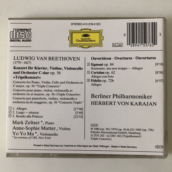 B19952　CD（中古）輸入盤　Triple Concerto Ludwig van Beethoven, Herbert von Karajan 他_画像2