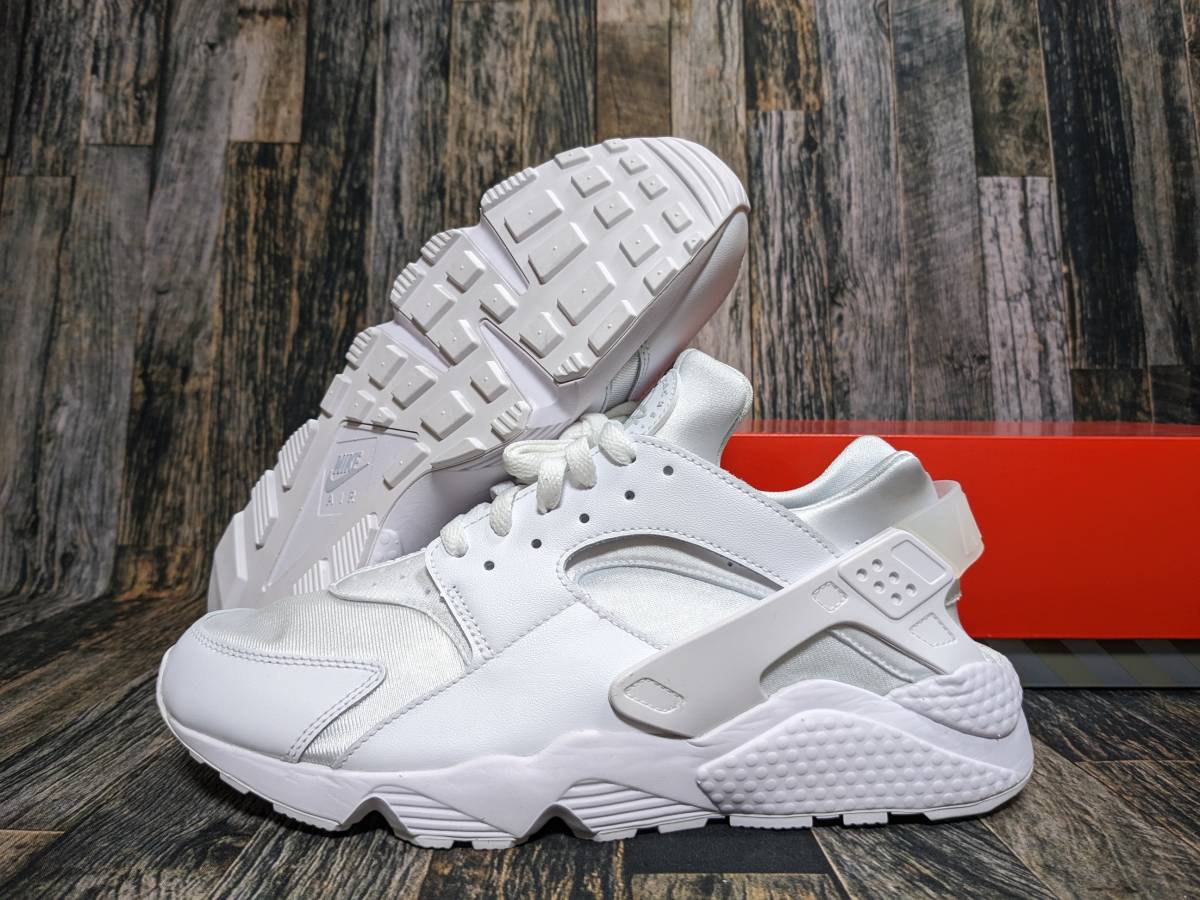 残少 箱付き 30cm ナイキ エア ハラチ 検 レザー 本革 天然皮革 シューズ スニーカー AIR HUARACHE 白 オール/トリプル/ホワイト US12/30.0_画像4