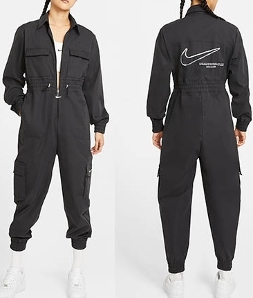 最後 L NIKE WMNS SWOOSH ジャンプスーツ 検 ナイキ スウッシュ レディース つなぎ オールインワン オーバーオール サロペット 黒/ブラック_画像3