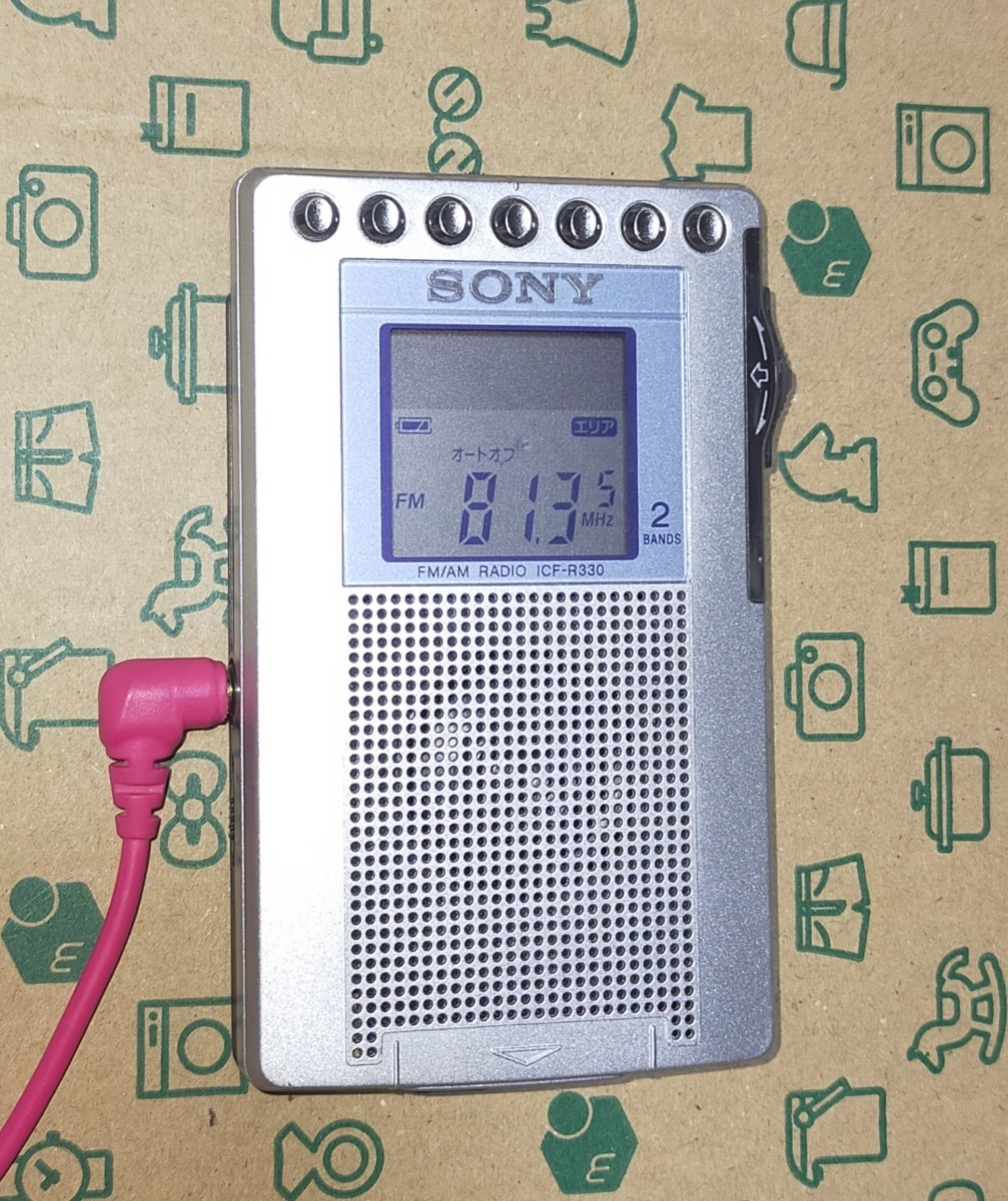 ICF-R330 ソニー 美品 受信確認済 完動品 AM FM ワイドFM ポケットラジオ 名刺サイズ 通勤 競馬 防災 登山 旅行 ハイキング 出張 1036681_画像2