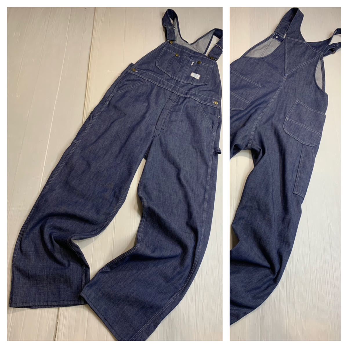 70's ヴィンテージ SEARS シアーズ　PRE SHRUNK DENIM バッドダイ　濃紺デニム　オーバーオール　サロペット　オールインワン　約92cm_画像1