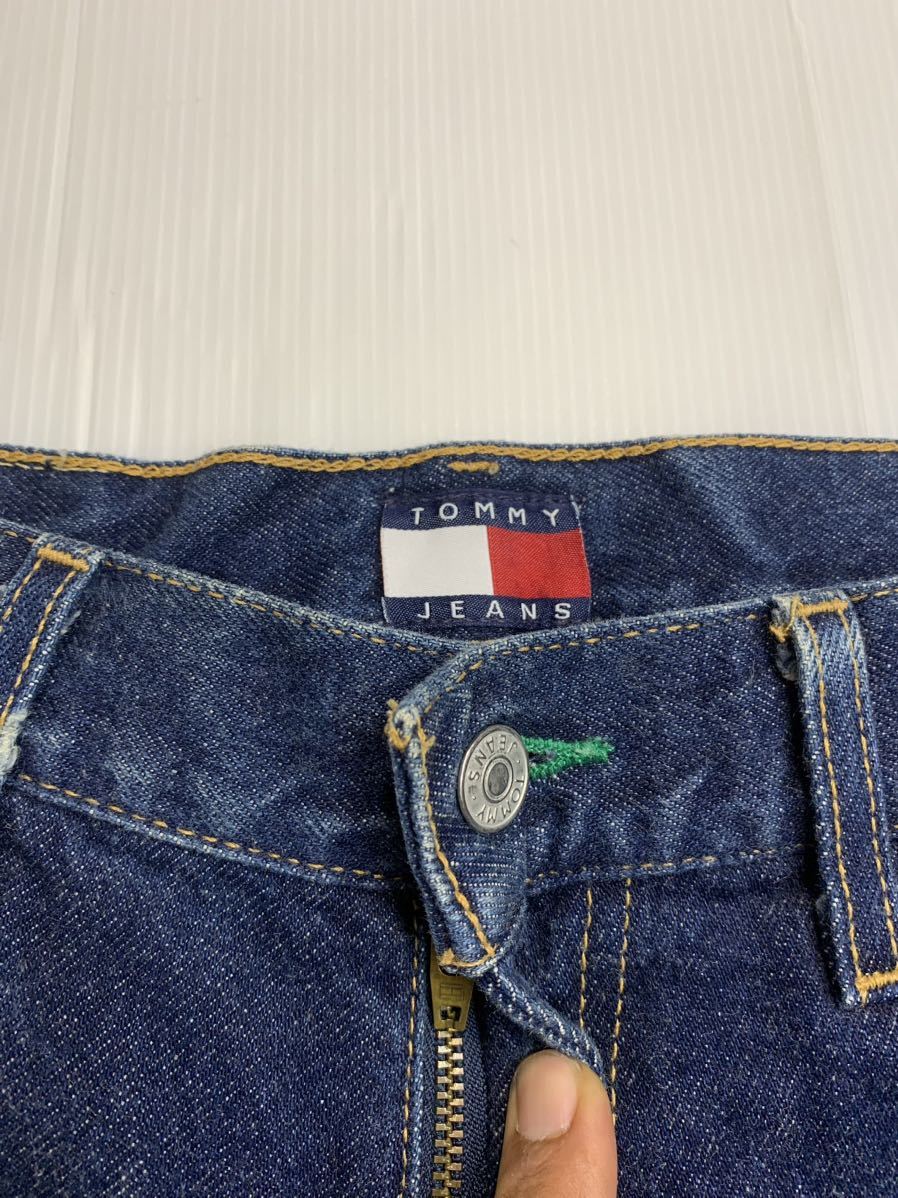 90's ヴィンテージ TOMMY JEANS トミーヒルフィガー　トミージーンズ　濃紺デニム　ペインターパンツ　W 31×34 約84cm ワークパンツ_画像7