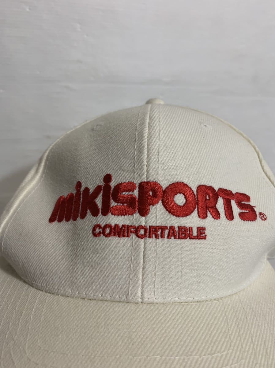 90's ヴィンテージ 未使用　？　mikiSPORTS COMFORTABLE ミキスポーツ　デカロゴ　白　キャップ　帽子 オフホワイト MIKI HOUSE ミキハウス_画像10