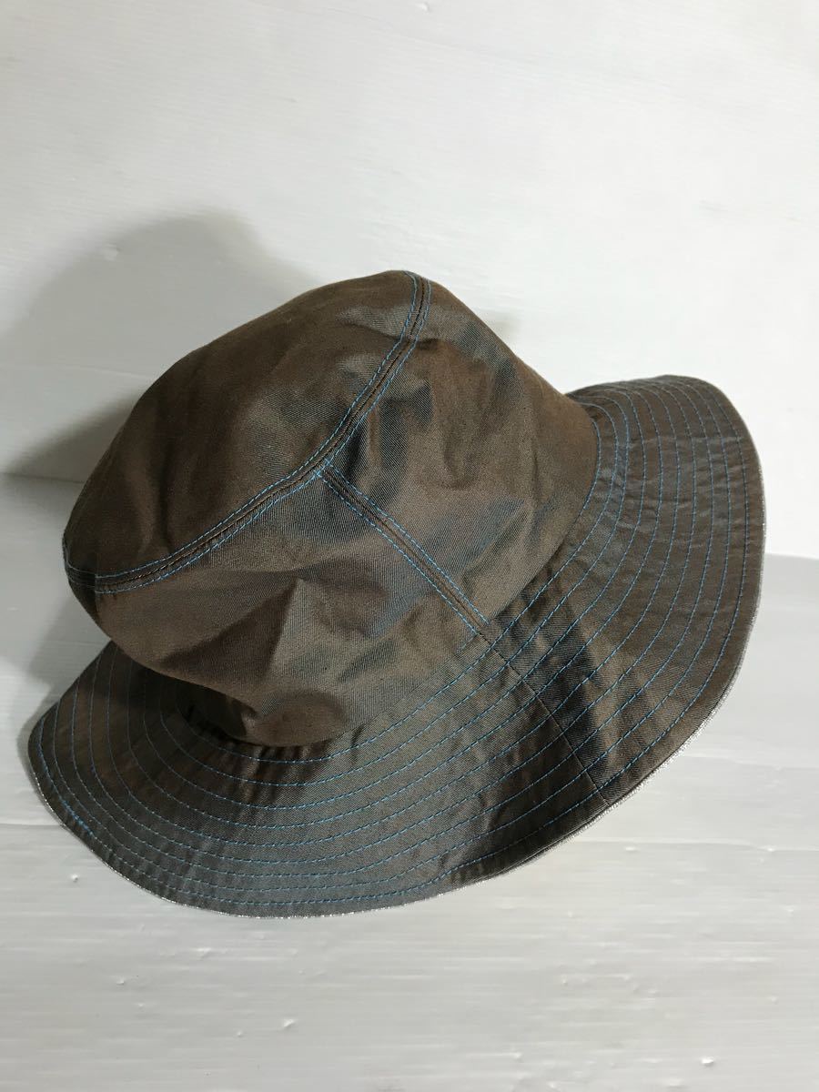 CA4LA Casila Brown×綠松石藍色針肩大帽子棕色 原文:CA4LA カシラ 茶 × ターコイズブルーステッチ ツバ大 ハット 帽子 ブラウン