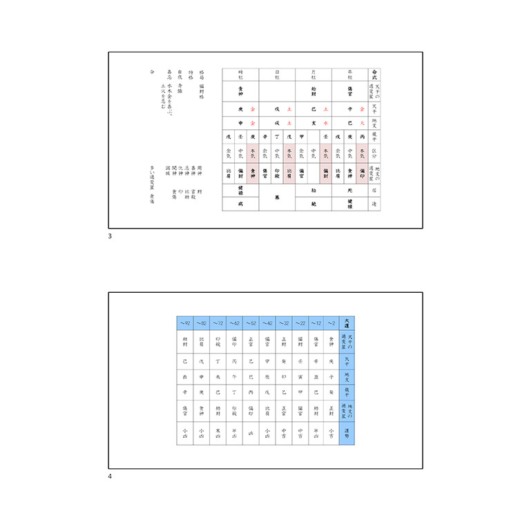 四柱推命（八字式） あなた専用の命式＆占断 鑑定書 【紙印刷版】の画像3