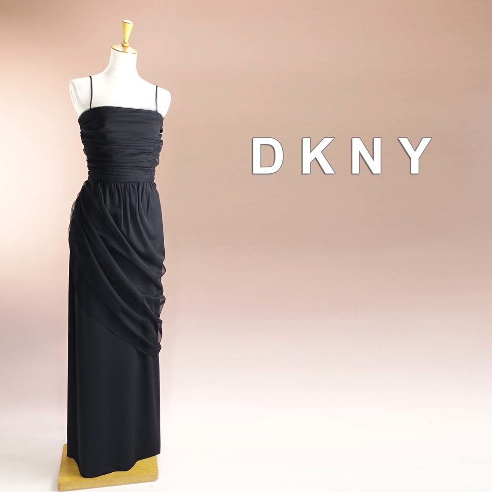 新品 DKNY 6/11号 ダナキャラン 黒 ロングドレス パーティドレス