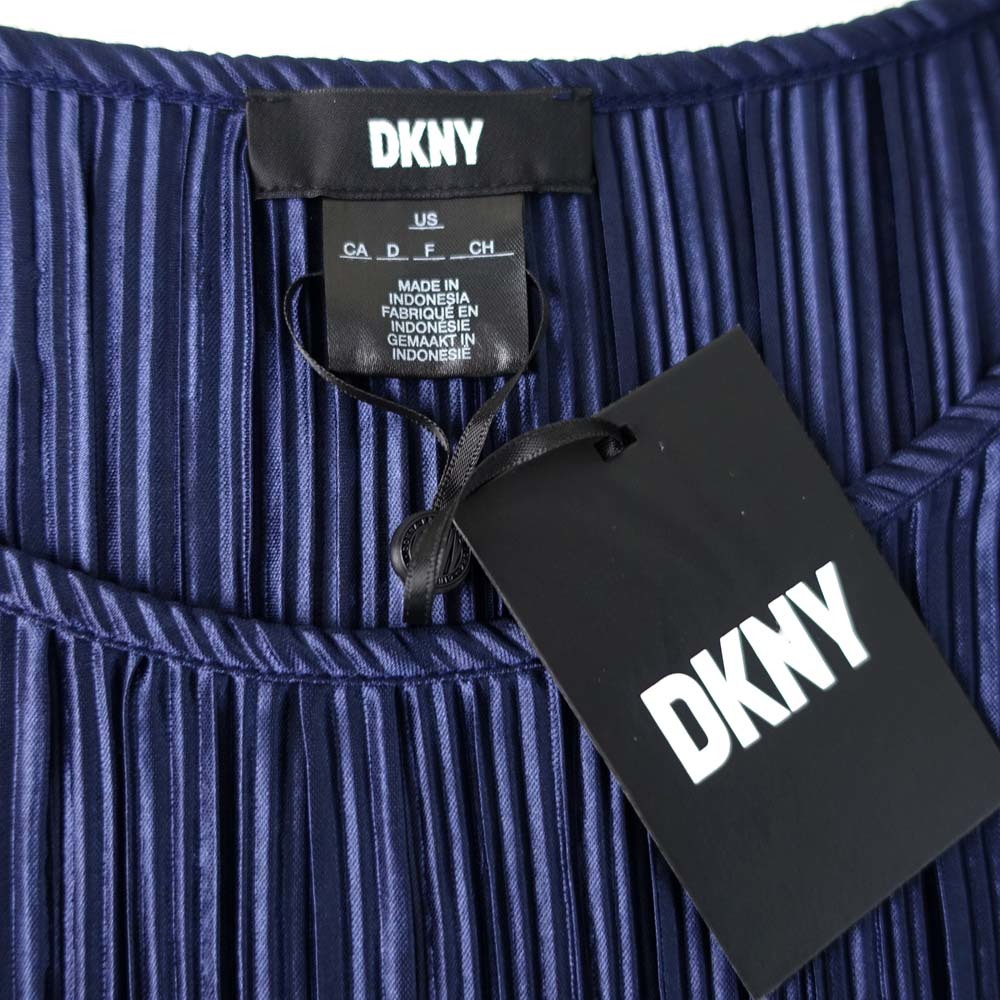 新品 DKNY 10/15号 ダナキャラン 紺 プリーツ Aライン ワンピース パーティドレス 半袖 膝丈 大きいサイズ 結婚式 二次会 披露宴 輝45Q1304_画像7