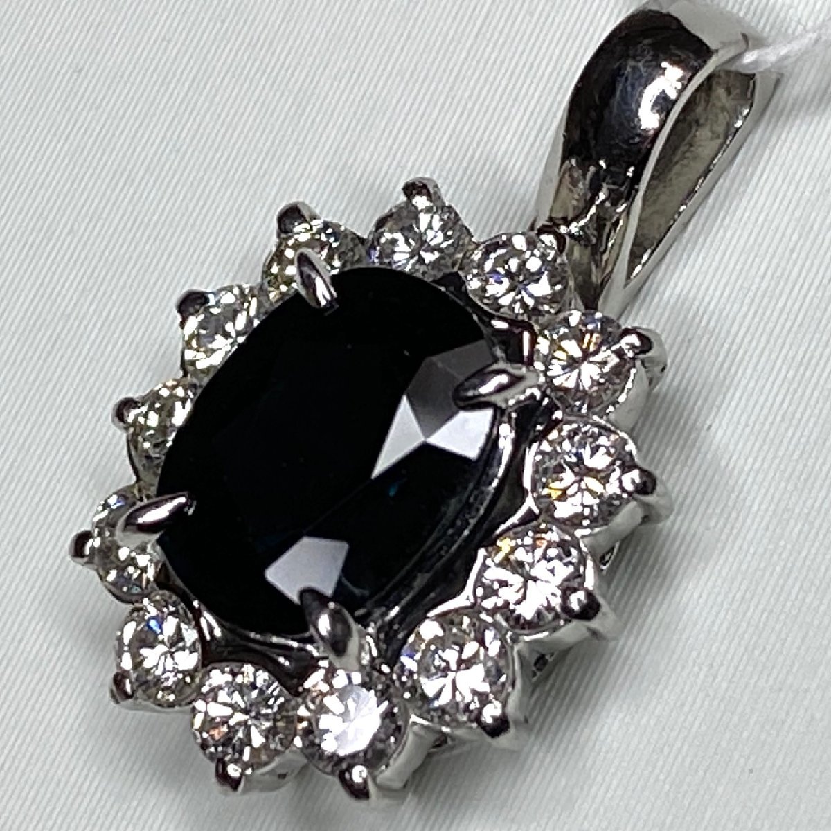 ☆【KJC】Pt900(プラチナ） サファイア 1.60ct/ダイヤモンド 0.55ct　ペンダントトップ　中宝研ソーティング付き（通常、コメント）_画像5