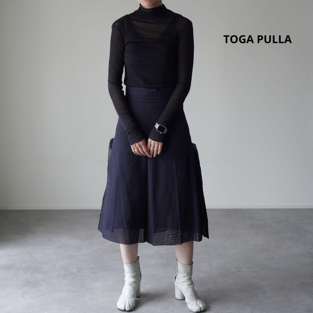 ほぼ未使用 TOGA PULLA トーガ ガウチョパンツ シアー素材 透け感