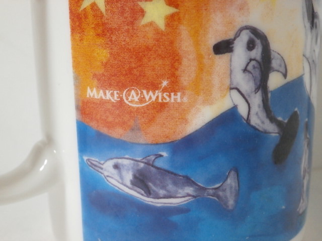 2003年 日本製 スターバックスコーヒー マグカップ イルカ 「Make a Wish」 絵柄 スタバ マグ STARBUCKS COFFEE dolphin Made in Japan