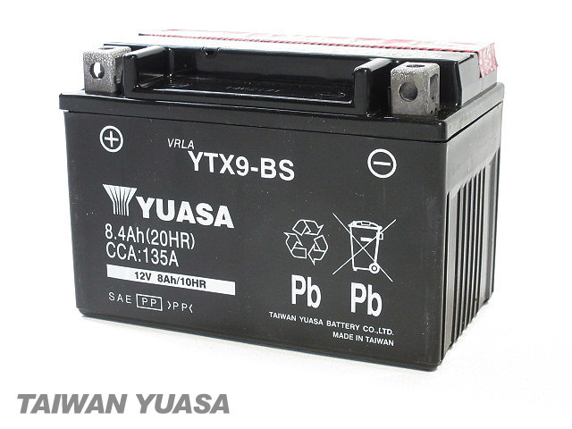 台湾ユアサバッテリー YUASA YTX9-BS ◆互換 XJR400R SRX-4 FZR400RR ジール FZX750 FZR750R スカイウェイブ250 デスペラード GSX-R750_画像3