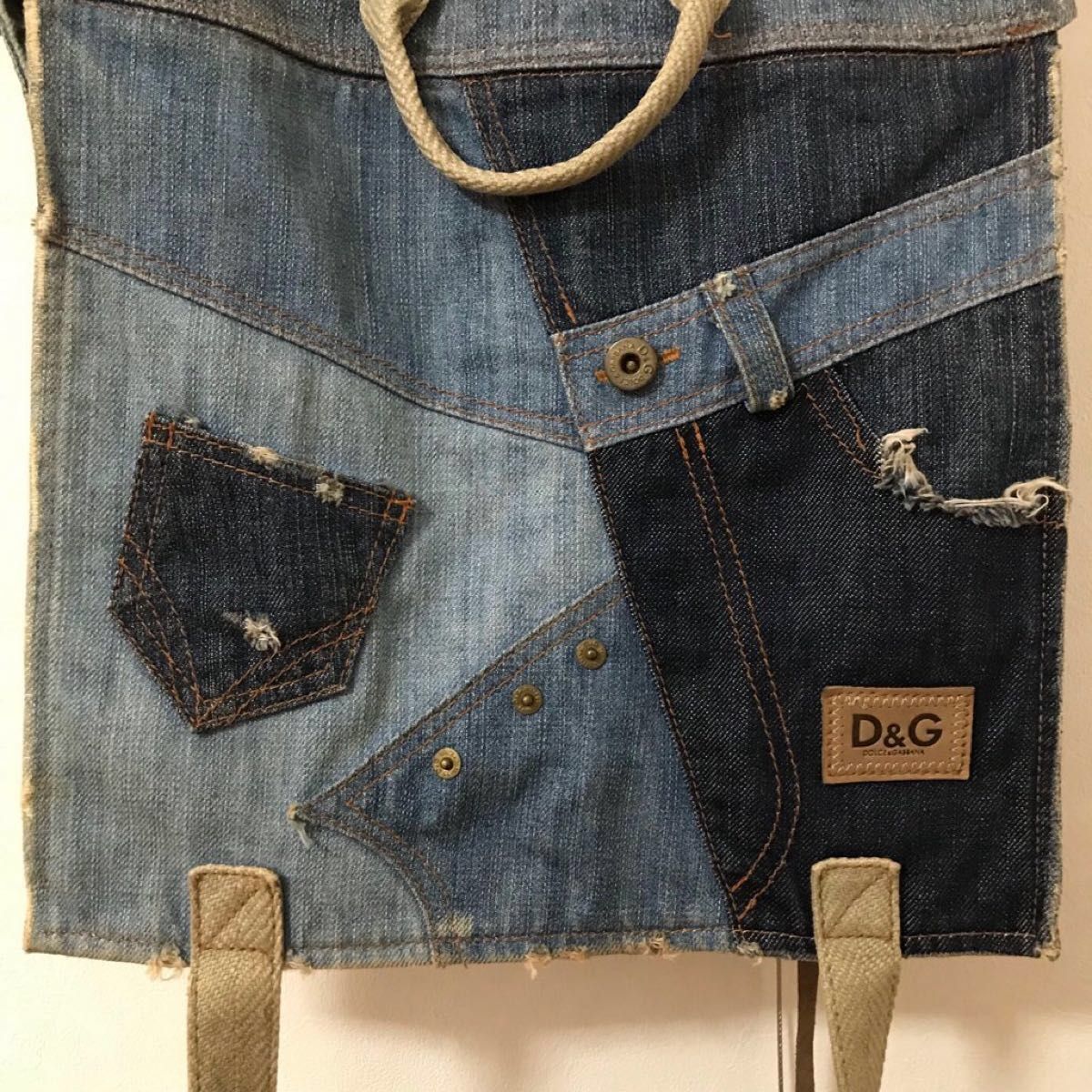 Vtg 90s　D&G DOLCE&GABBANA　denim patchwork shoulder bag