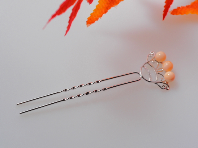  Momo ..SV ornamental hairpin (.) kimono kimono small articles domestic production natural coral 