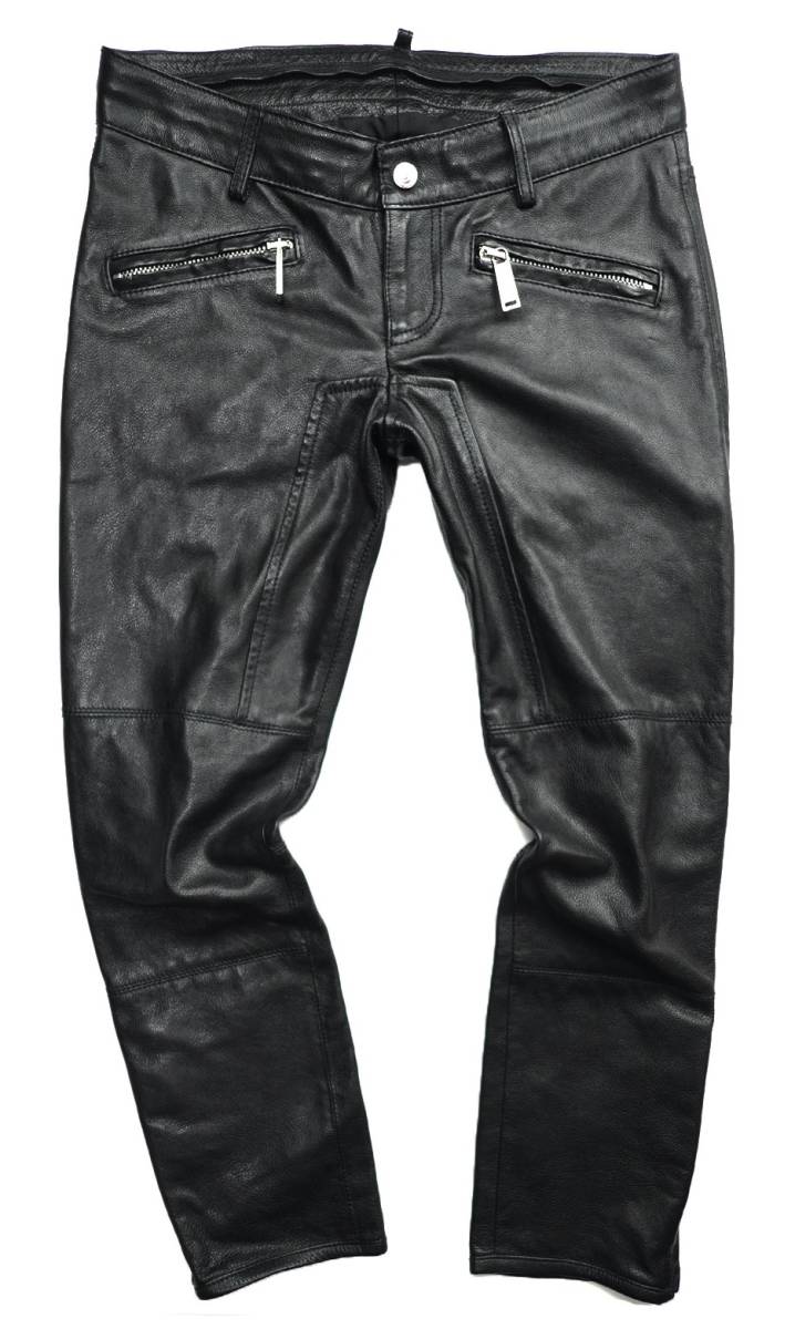  новый товар 21 десять тысяч [DSQUARED2 Dsquared ]17SS/ сделано в Италии / укороченные брюки Silhouette / переустановка рубашка есть Biker кожаный салон ntsu38/76-78cm соответствует /D