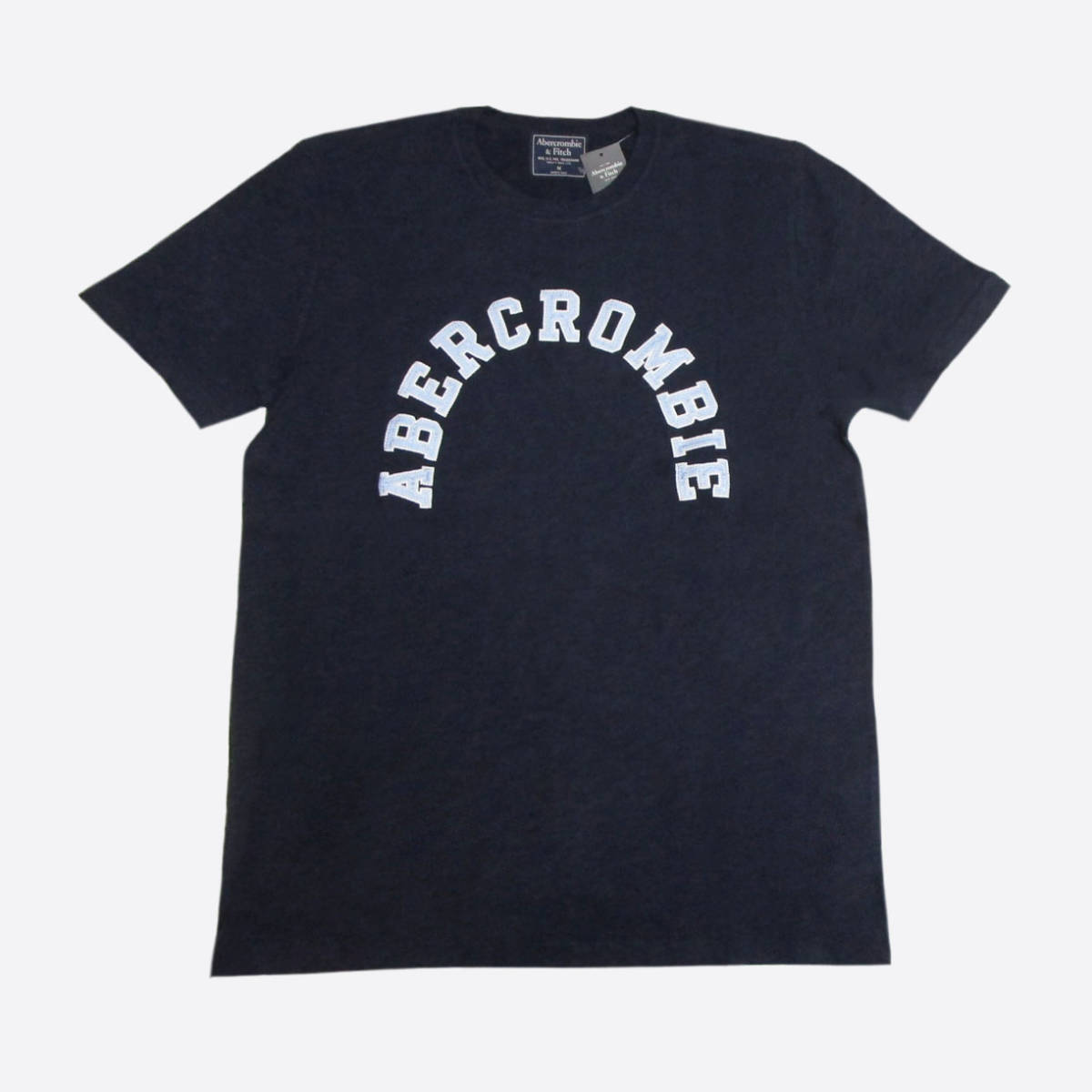 ★SALE★Abercrombie & Fitch/アバクロ★アップリケロゴ半袖Tシャツ (Navy/M)_画像1