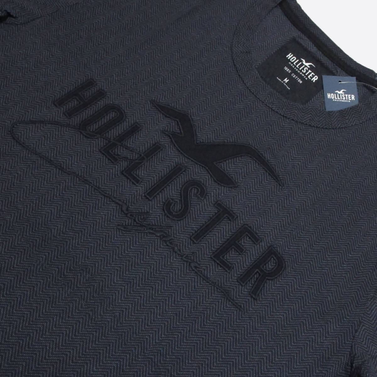 ★SALE★Hollister/ホリスター★アップリケロゴヘリンボーンTシャツ (Dark Grey/XL)_画像4