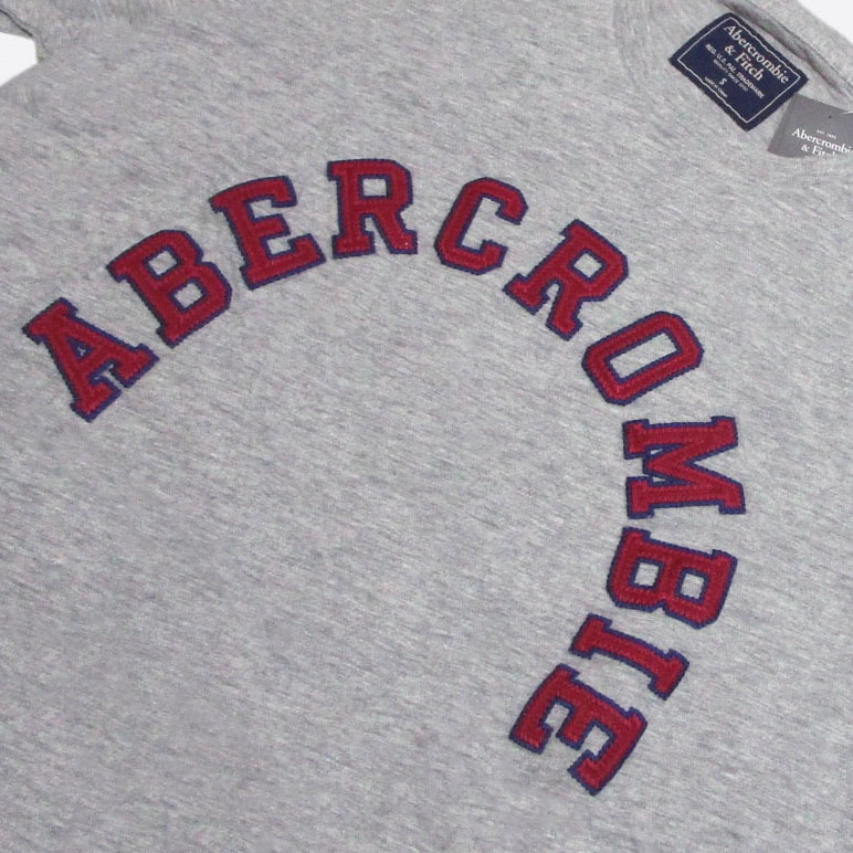 ★SALE★Abercrombie & Fitch/アバクロ★アップリケロゴ半袖Tシャツ (Grey/XXL)