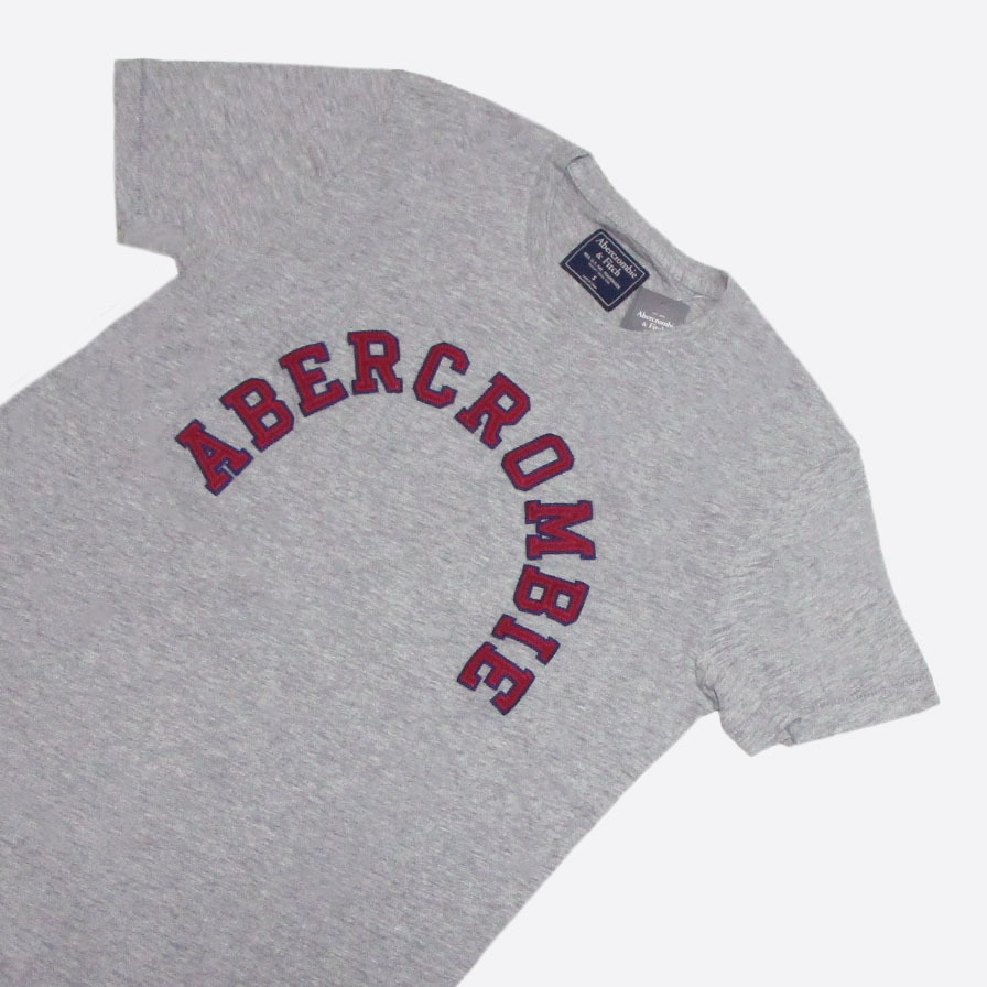★SALE★Abercrombie & Fitch/アバクロ★アップリケロゴ半袖Tシャツ (Grey/XXL)