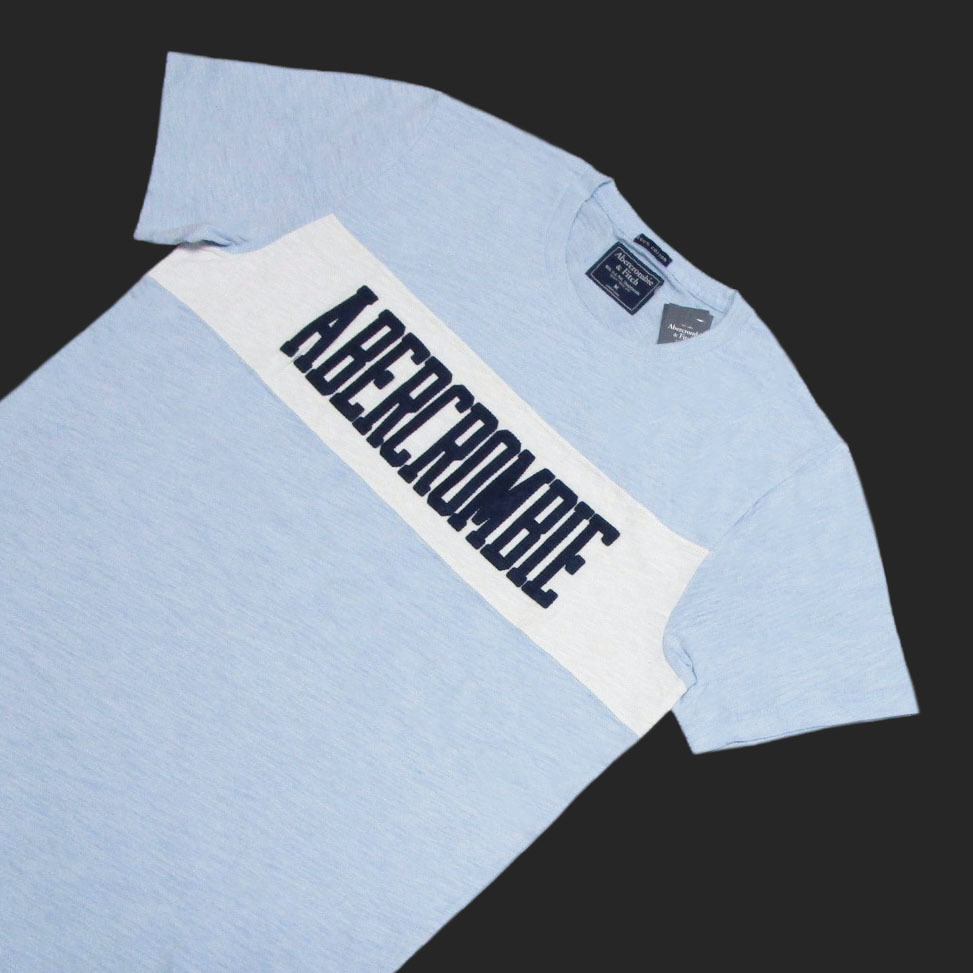 ★SALE★Abercrombie & Fitch/アバクロ★アップリケロゴ半袖Tシャツ (Light Blue/M)_画像2