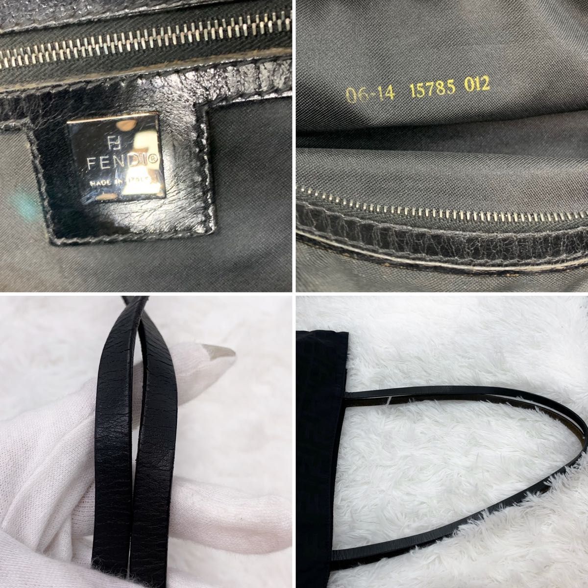 超美品！希少！FENDI フェンディ　トートバッグ　ショルダーバッグ　ズッカ柄　FF金具　肩がけ　A4可能　キャンバス×レザー