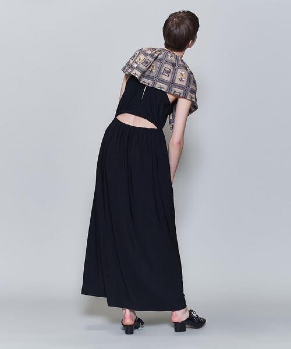 6 ROKU ロク　BACK SLIT DRESS バックスリットドレス　ワンピース　ブラック　黒　マキシ丈　キャミソール　 M