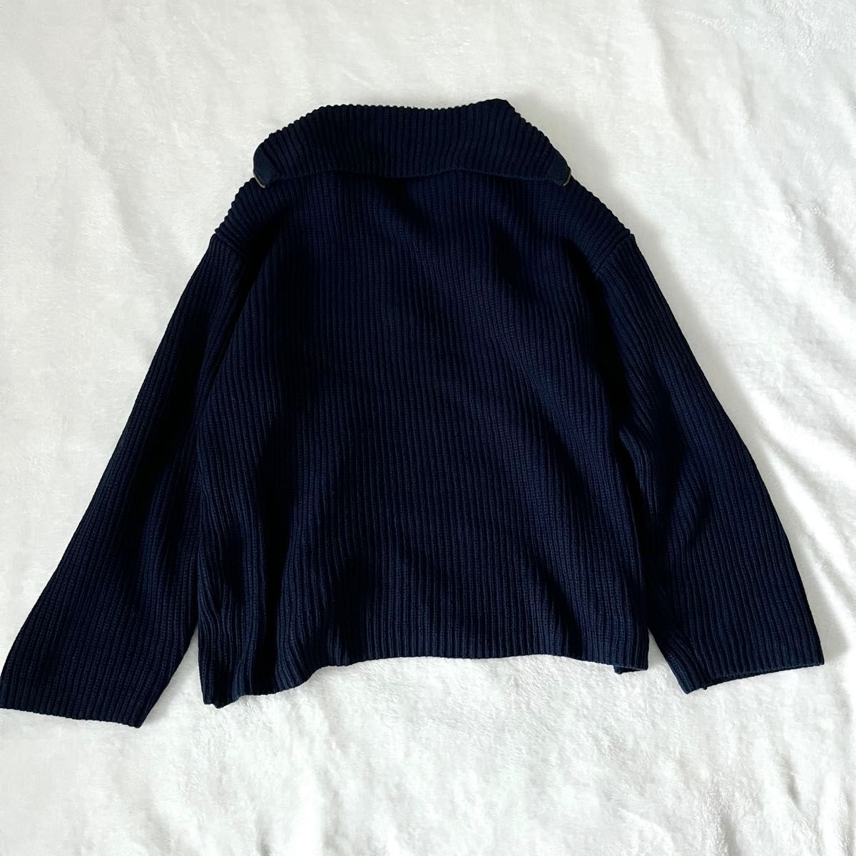 6 ROKU ロク　HIGH ZIP SAILOR KNIT ハイジップセーラーニット　ネイビー　紺　コットン　綿　ハーフジップ