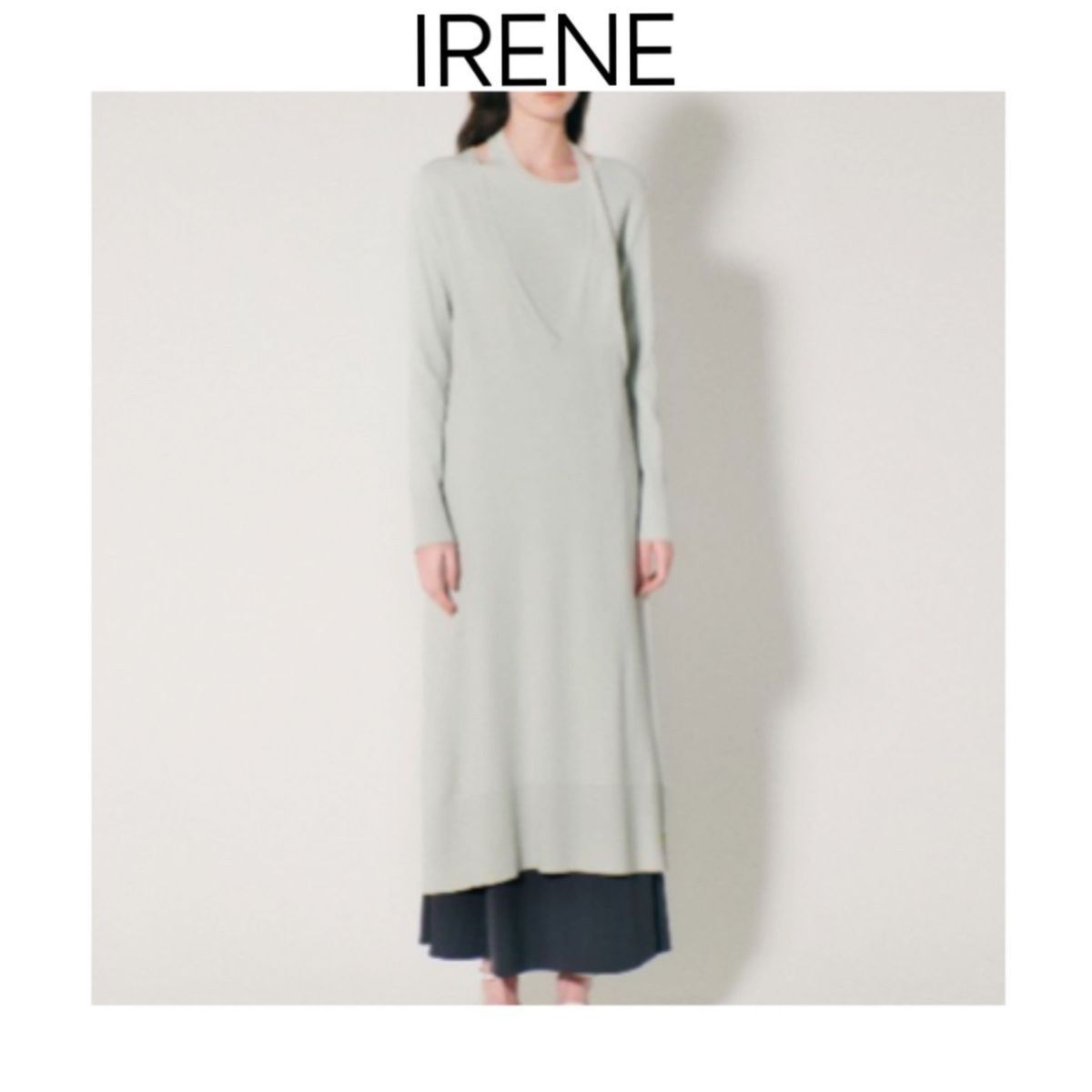 IRENE Layered Knit Dress グレー　アイレネ　レイヤードニットドレス　ワンピース　長袖　カットアウト
