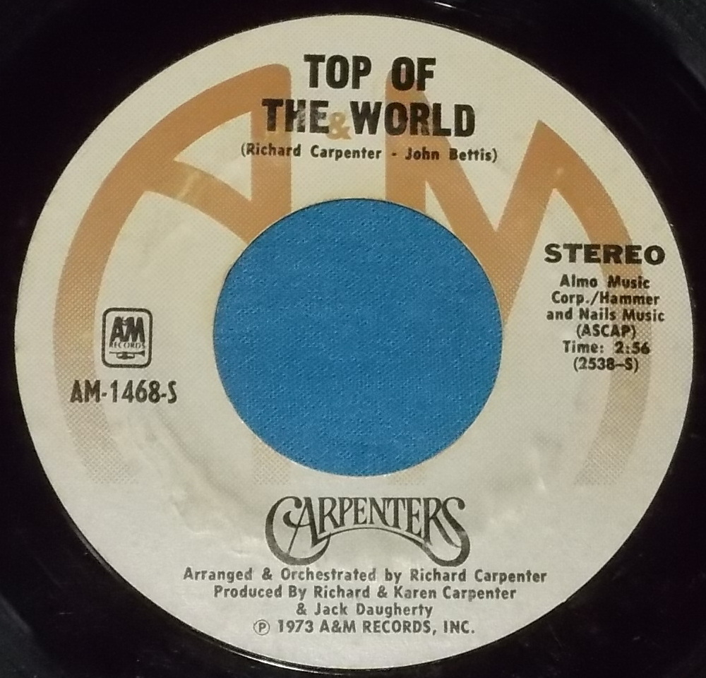 ☆7inch EP★US盤●CARPENTERS/カーペンターズ「Top Of The World/トップ・オブ・ザ・ワールド」70s名曲!●_画像2
