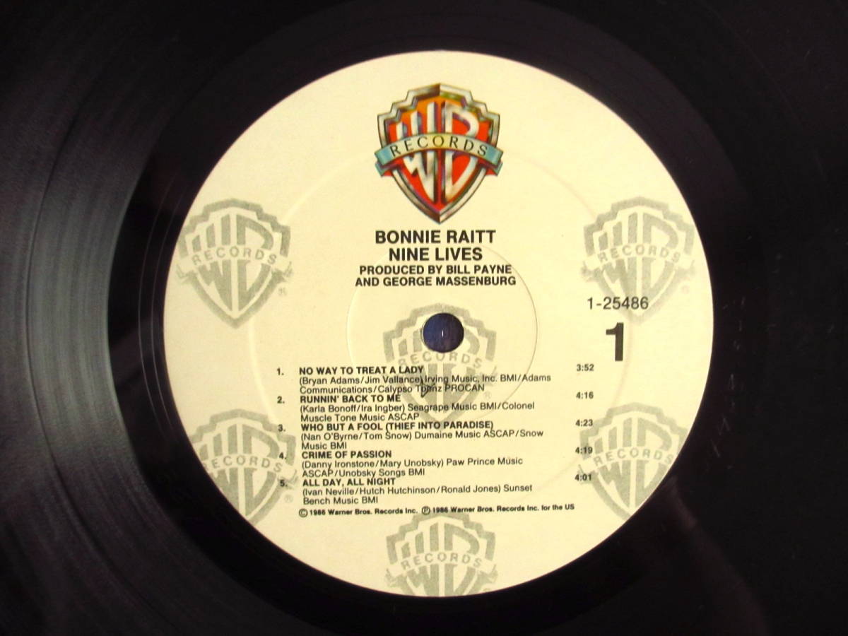 オリジナル / Bonnie Raitt / ボニーレイエット / Nine Lives / Warner Bros. Records / 9 25486-1 / US盤_画像3