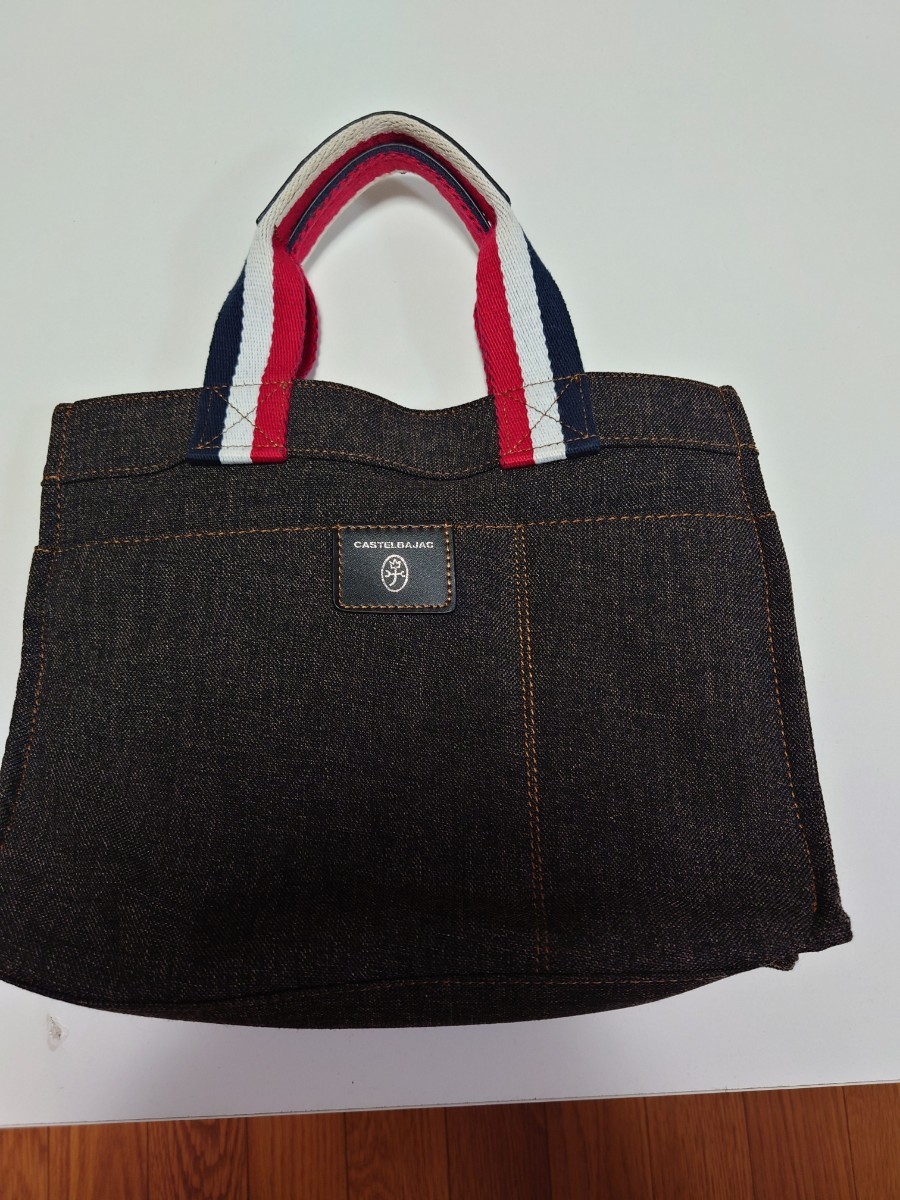  used Castelbajac CASTELBAJAClitsu tote bag 021511 black man and woman use width 30cm rank Denim material embroidery 