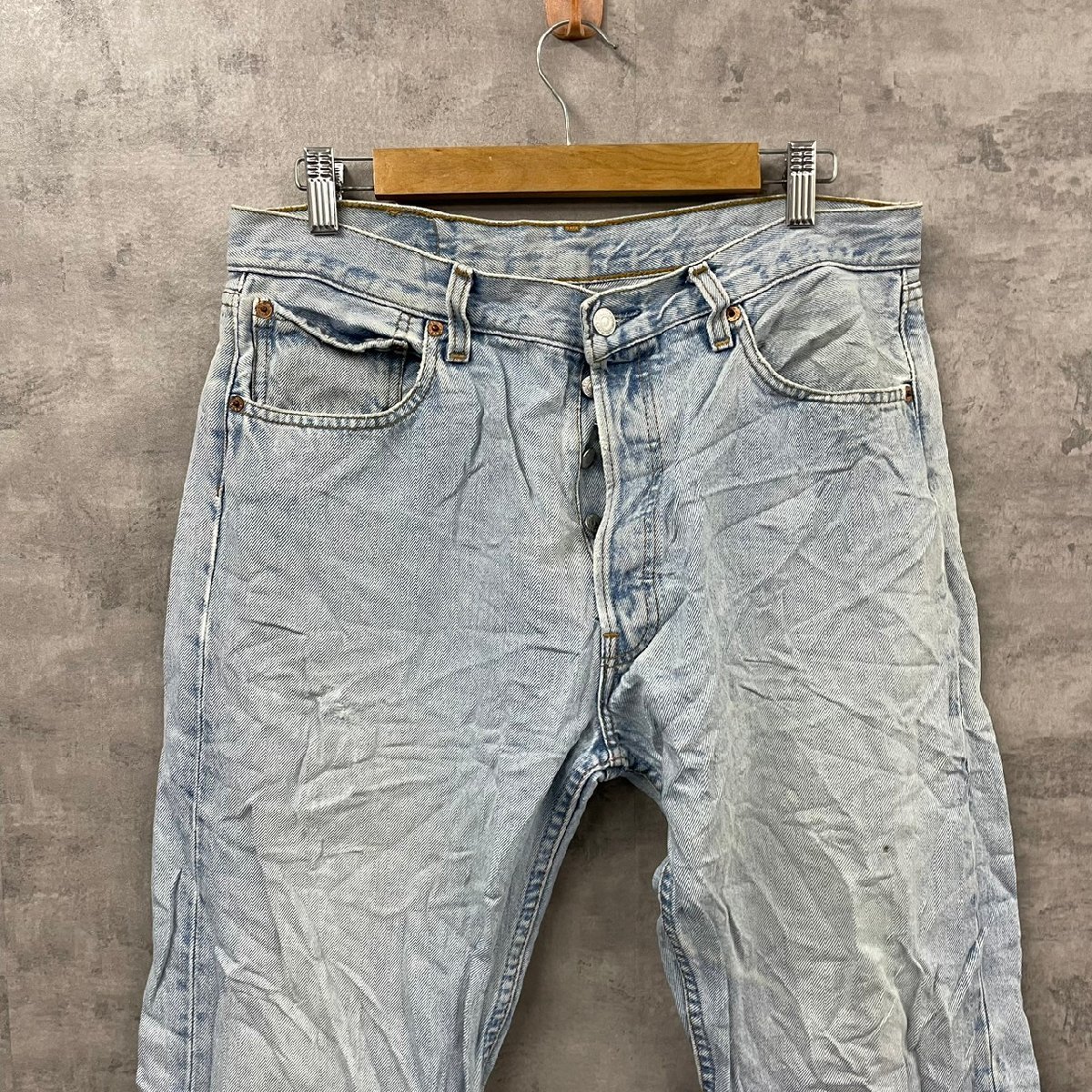 Levi's501 ライトブルー ボタンフライ デニムジーンズパンツ W34L30 実寸W33in 赤タブ 005010106 USA 海外輸入 古着 LK10582_画像3