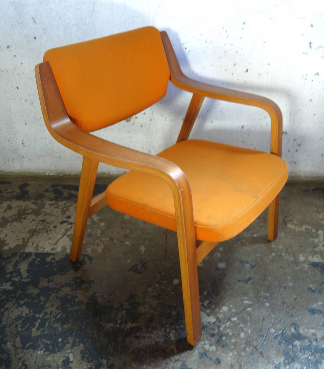  retro античный подлинная вещь *japa потребности современный *Tendo Tendo Mokko 60-70\'S * arm стул искривление дерево стул легкий стул * orange серия 
