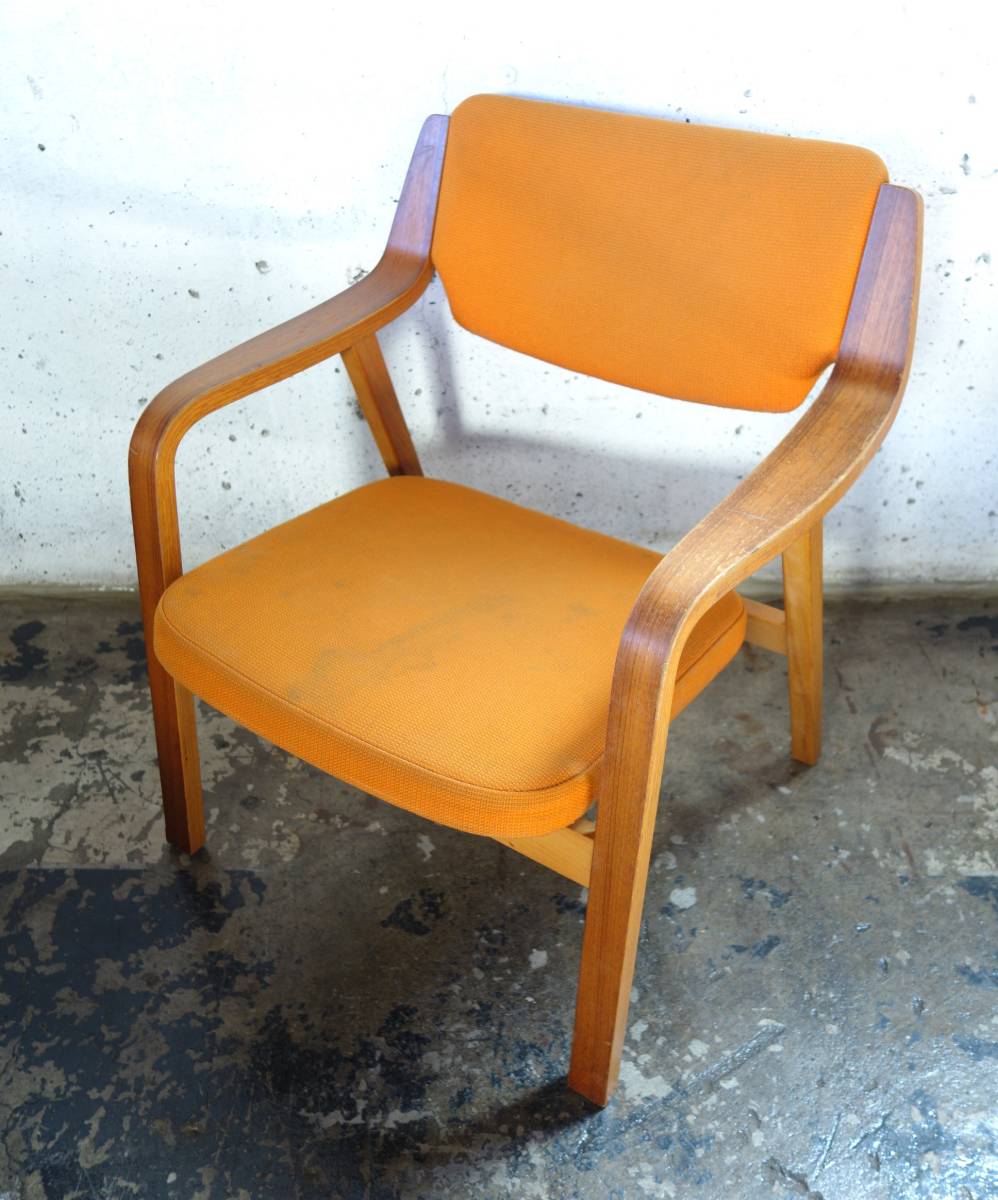  retro античный подлинная вещь *japa потребности современный *Tendo Tendo Mokko 60-70\'S * arm стул искривление дерево стул легкий стул * orange серия 
