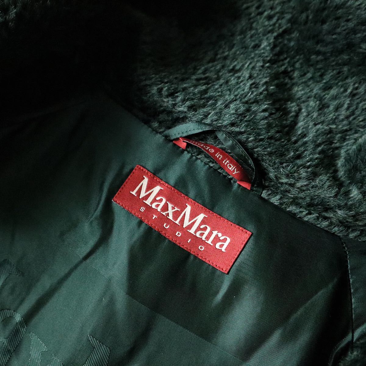 【極上の一枚】MaxMara マックスマーラ【最高級】アルパカジャギー　限定色　上品なグリーンテディベア　こぐまコート　価格34万円_画像8