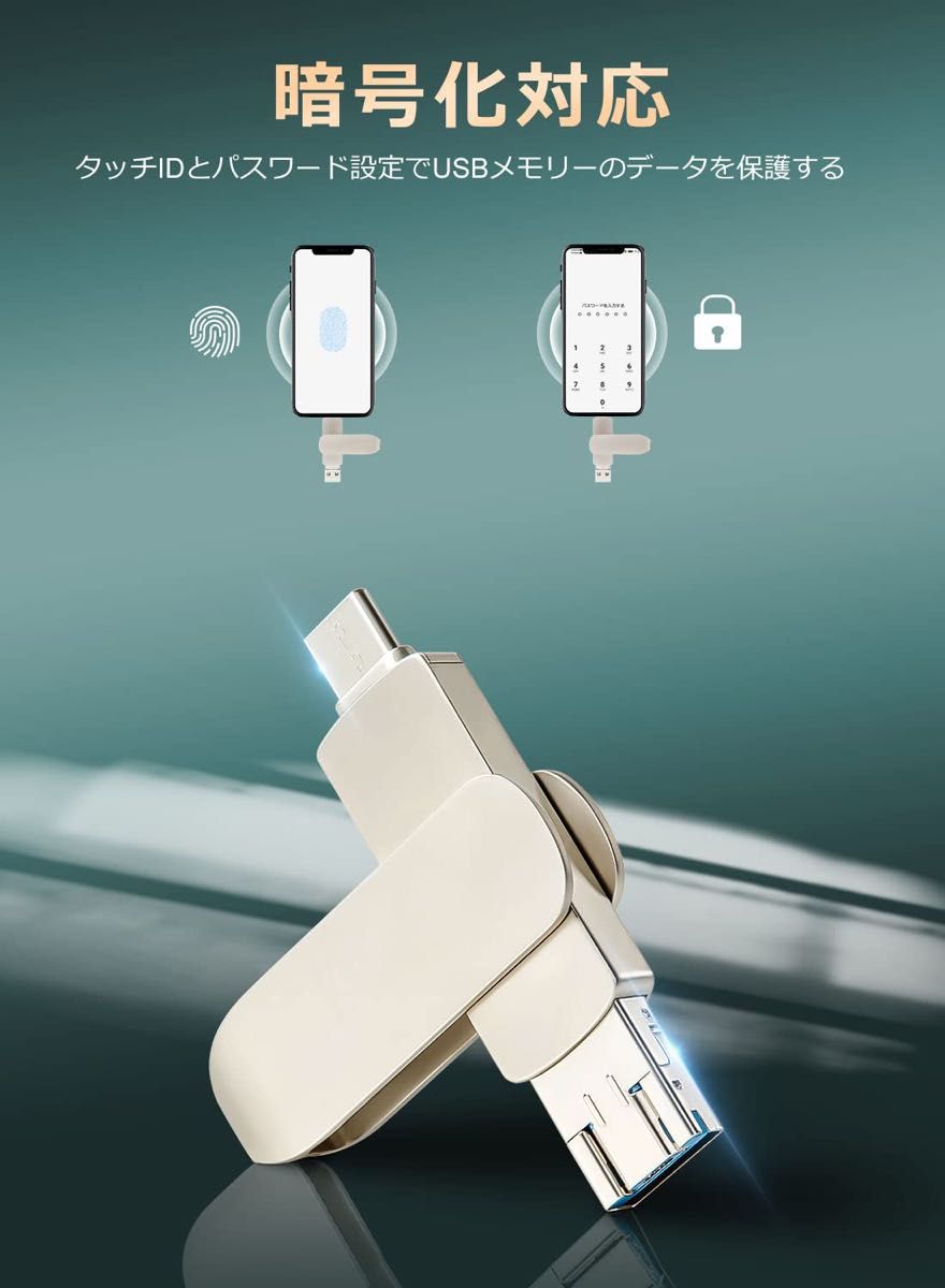 ★ USBメモリ 3in1 USB フラッシュメモリ 高速 データ転送 iPhone Android 360度回転 バックアップ