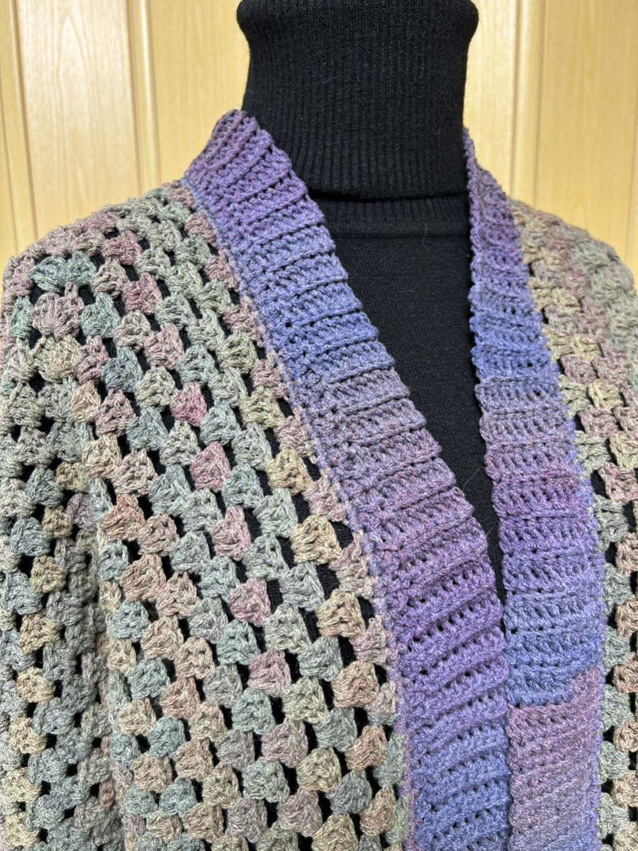 新品 ハンドメイド 手編み グラニー編みのゆったりカーディガン 新品 ハンドメイド 手編み グラニー編みのゆったりカーディガン
