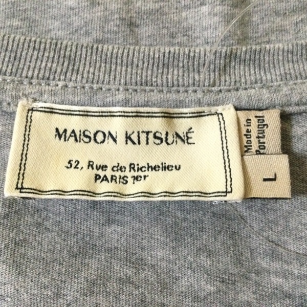 メゾンキツネ MAISON KITSUNE 半袖Tシャツ サイズL - グレー×白 メンズ クルーネック トップス_画像3