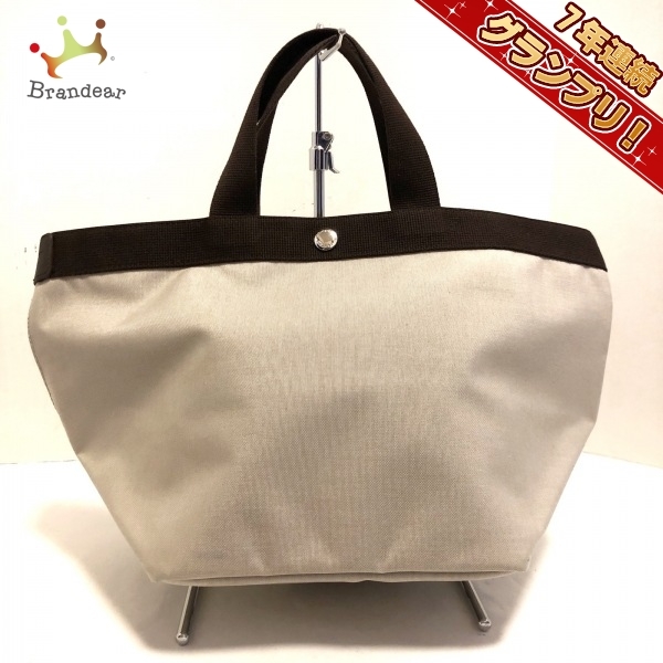 憧れ Herve エルベシャプリエ Chapelier バッグ Cライン グレーベージュ×ダークブラウン ナイロン - トートバッグ エルベシャプリエ 憧れ Herve エルベシャプリエ Chapelier バッグ Cライン グレーベージュ×ダークブラウン ナイロン - トートバッグ エルベシャプリエ