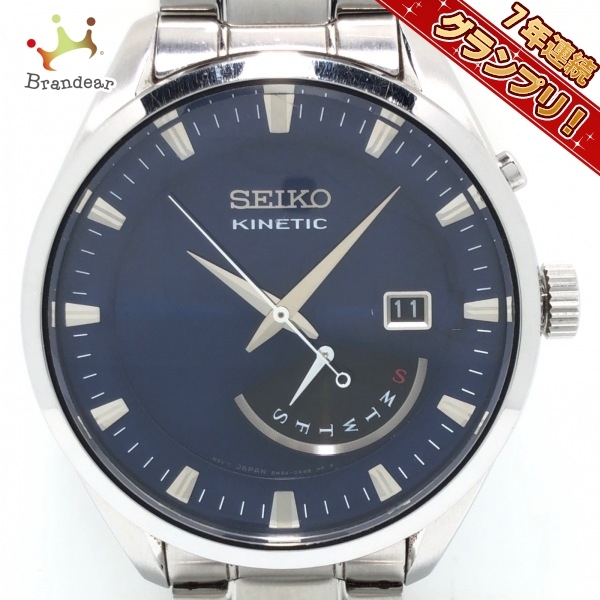 SEIKO(セイコー) 腕時計 - 5M84-0AB0/SRN047P1 メンズ 裏スケ/キネティック ダークネイビー×黒_画像1